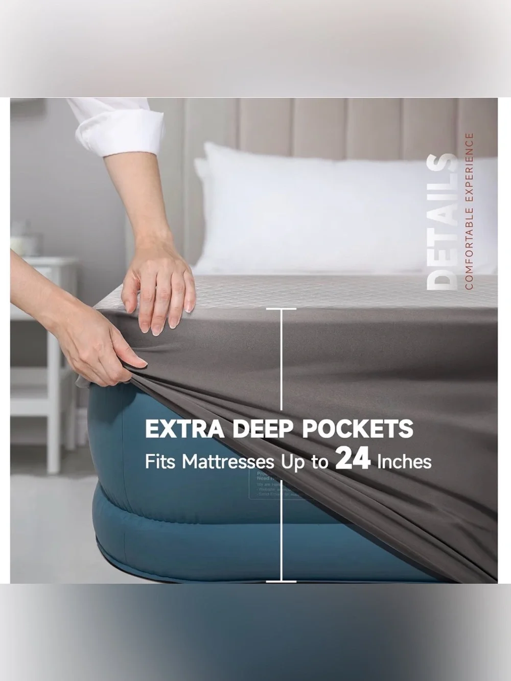 Cherimor Queen Fitted Sheet only for Air Mattress with Deep Snug Pocket Fit